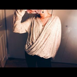grey and white twist long sleeve